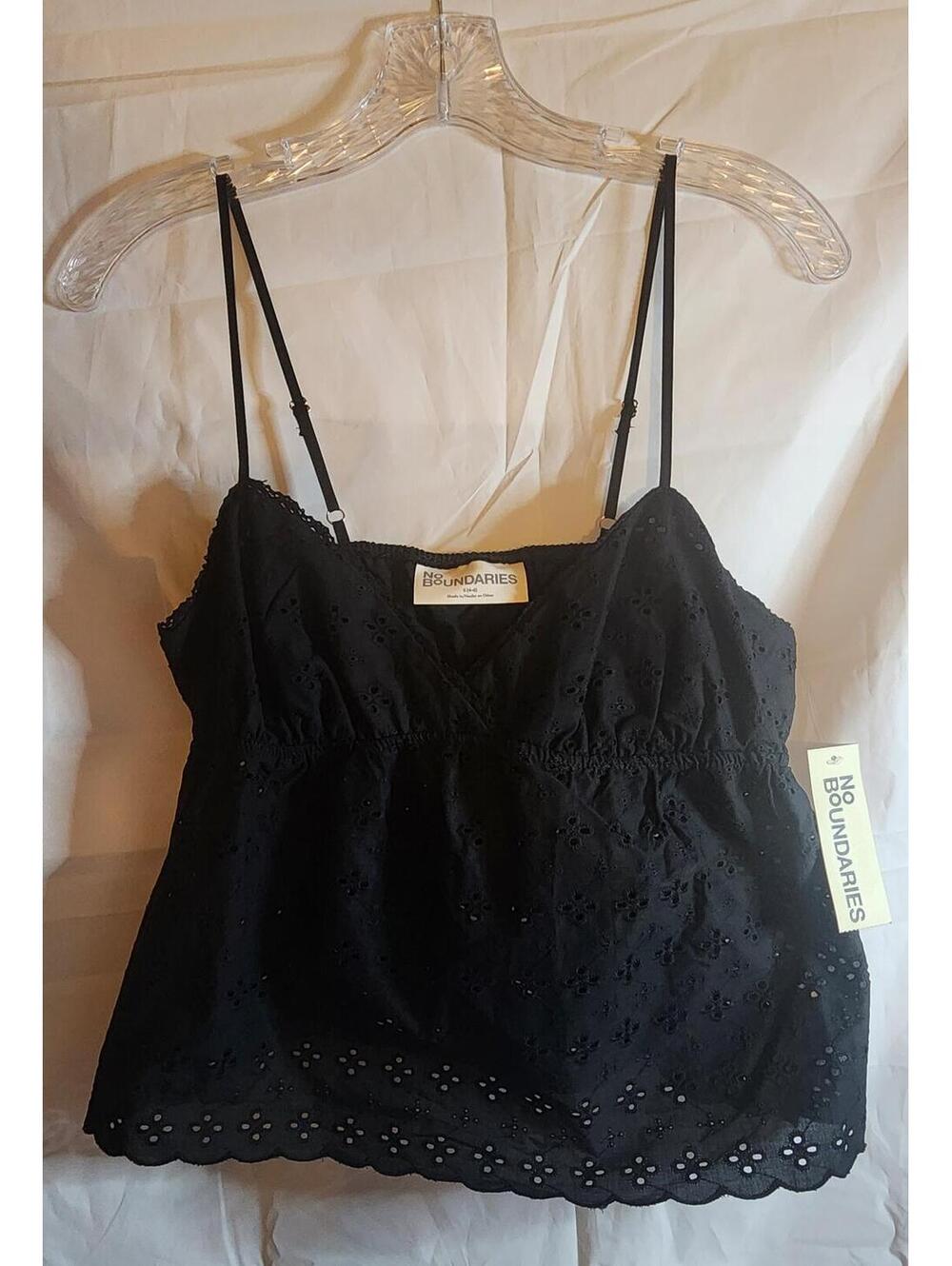 No Boundaries Black Eyelet Camisole Tank Top Size S (4-6)